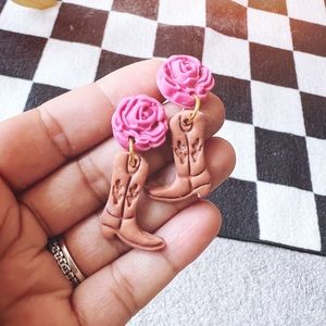 Cowgirl Boots + Rose Earrings